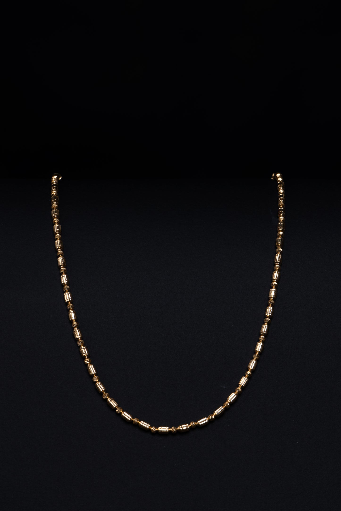 18k Yellow Diamond Cut Cylinder Beaded Necklace