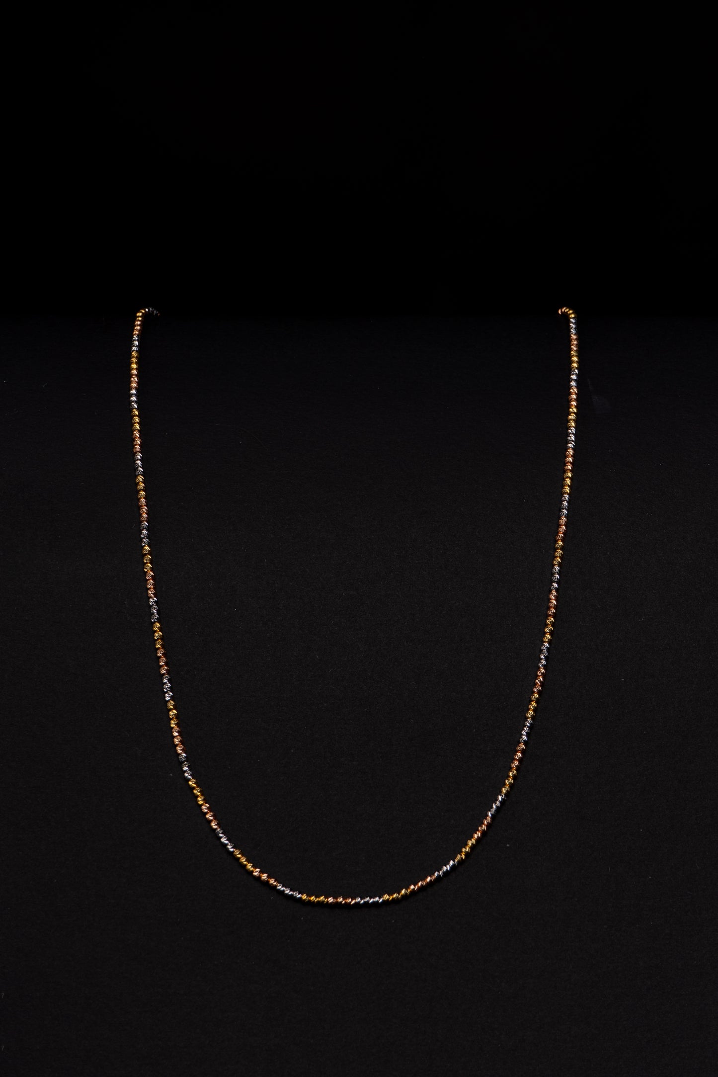 18k Yellow/White/Rose Gold Moon Cut Beaded Ball Necklace