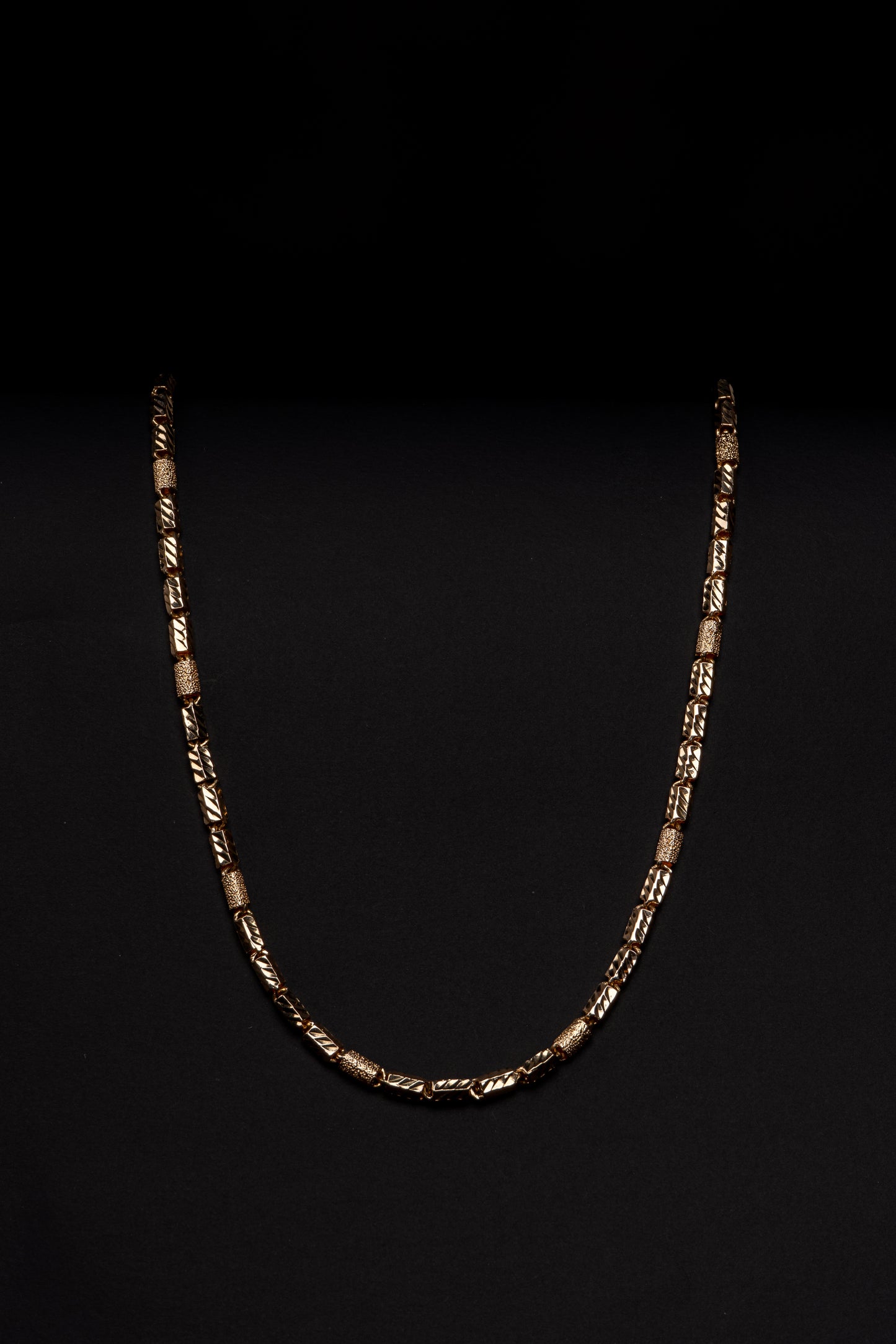 18k Yellow Diamond Cut Box Link Necklace