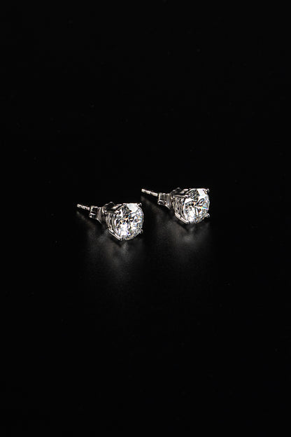 14K White Gold Lab Grown Diamond Round Stud Earrings