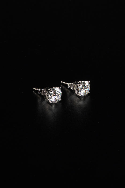 14K White Gold Lab Grown Diamond Round Stud Earrings
