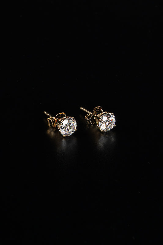 14K Yellow Gold Lab Grown Diamond Round Stud Earrings