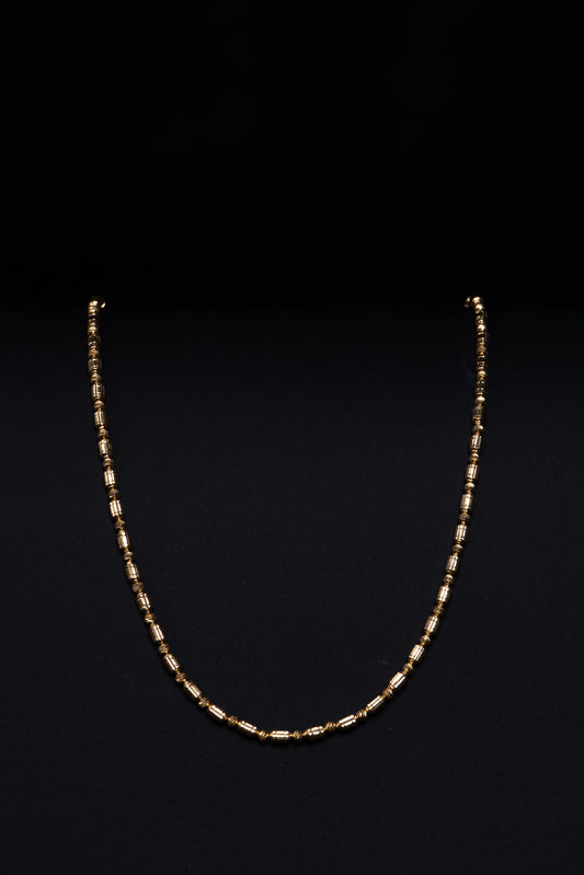 18k Yellow Diamond Cut Cylinder Beaded Necklace
