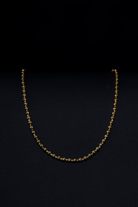 18k Yellow Gold Moon Cut Beaded Ball Necklace