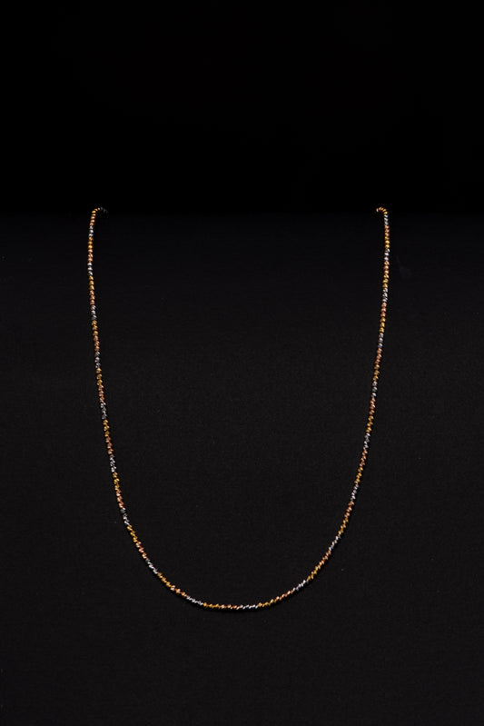 18k Yellow/White/Rose Gold Moon Cut Beaded Ball Necklace