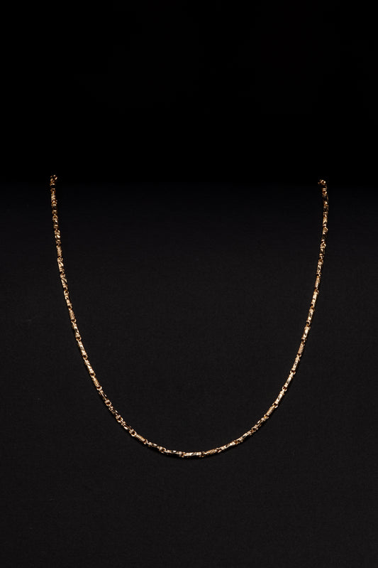 18k Yellow Diamond Cut Box Link Necklace