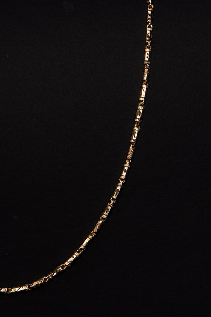18k Yellow Diamond Cut Box Link Necklace