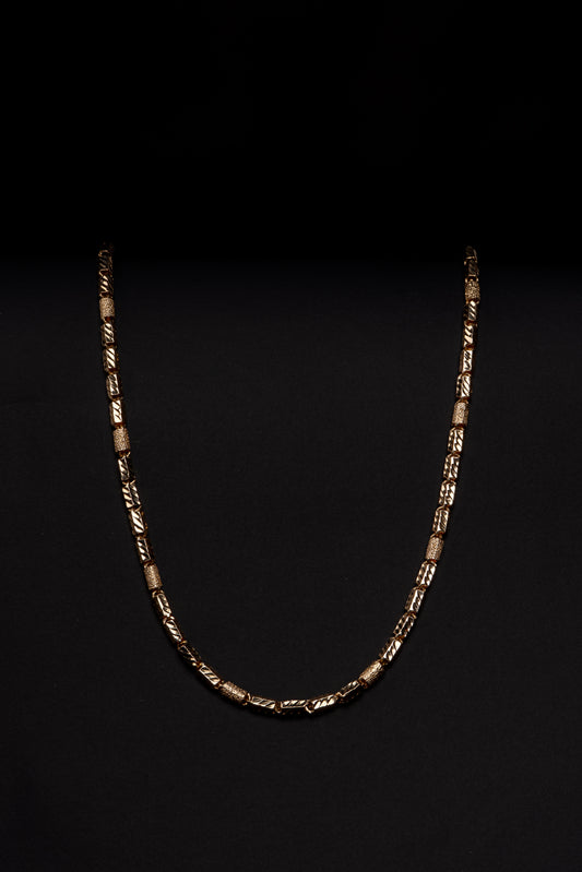 18k Yellow Diamond Cut Box Link Necklace