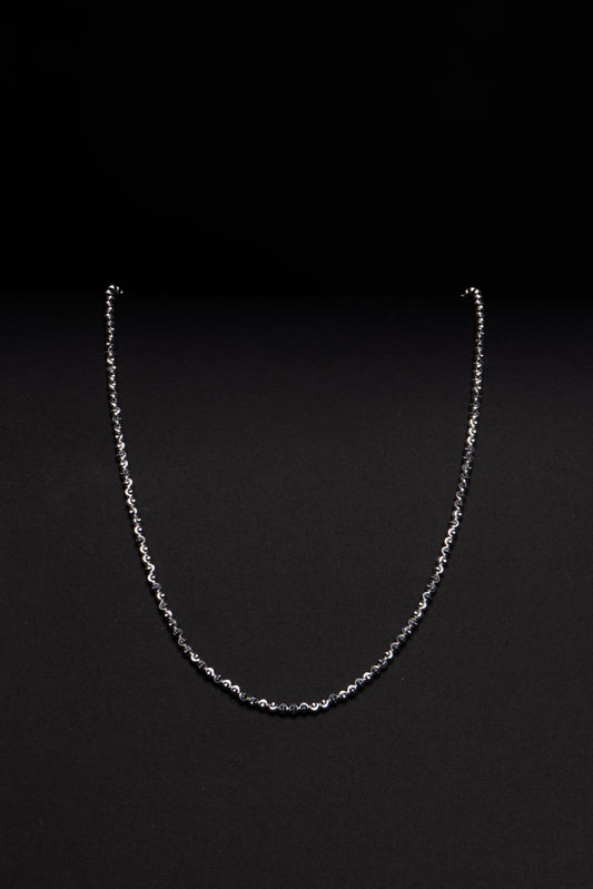 18k White Gold Moon Cut Beaded Ball Necklace