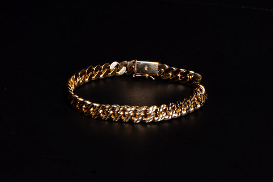 18k Yellow Gold Diamond Cut Cuban Bracelet