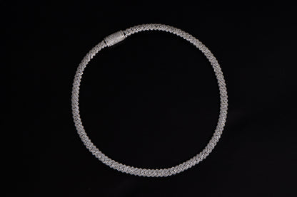 14K White Gold Natural Diamond Cuban Necklace