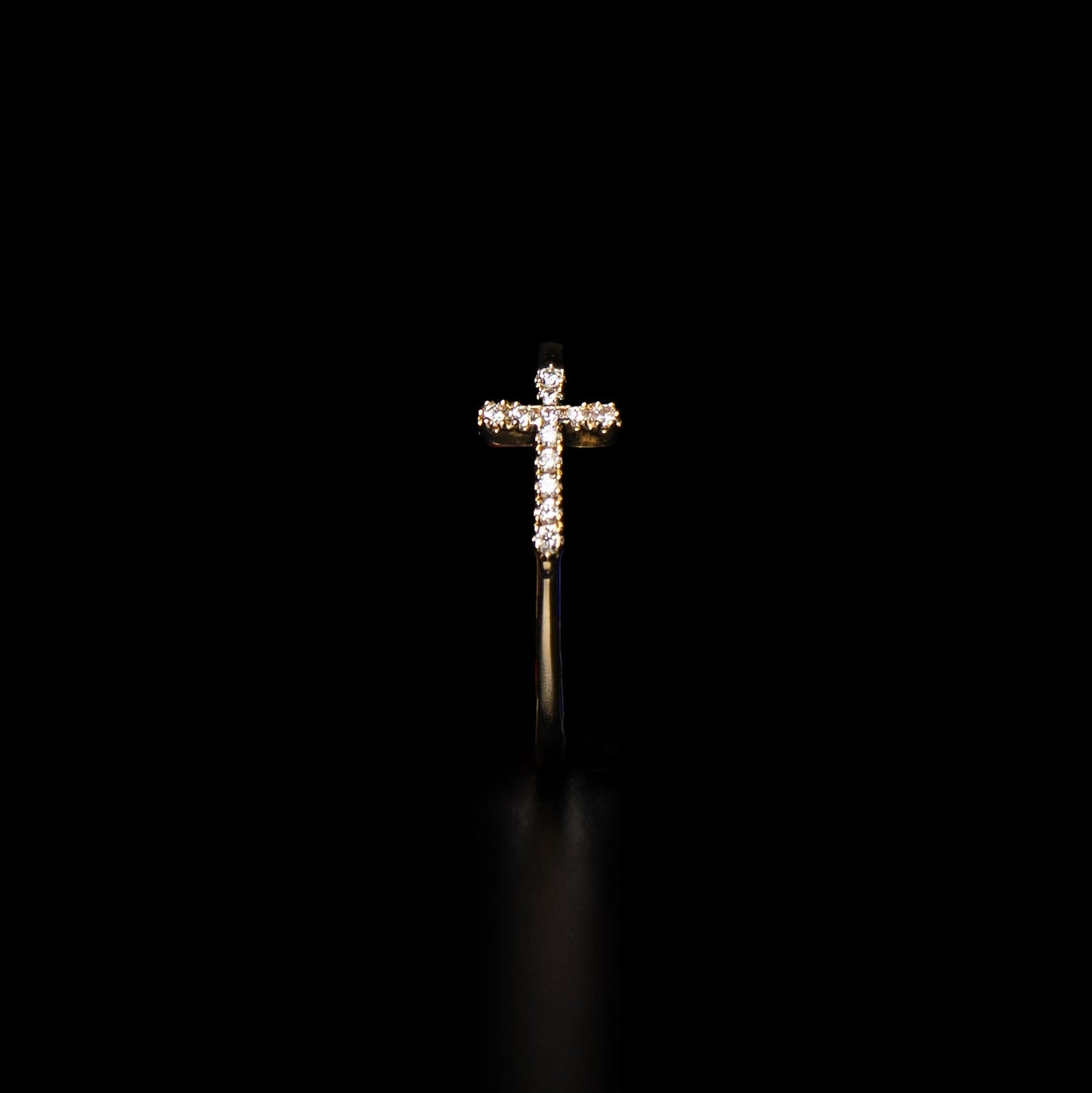 14K Yellow Gold Natural Diamond Cross Ring